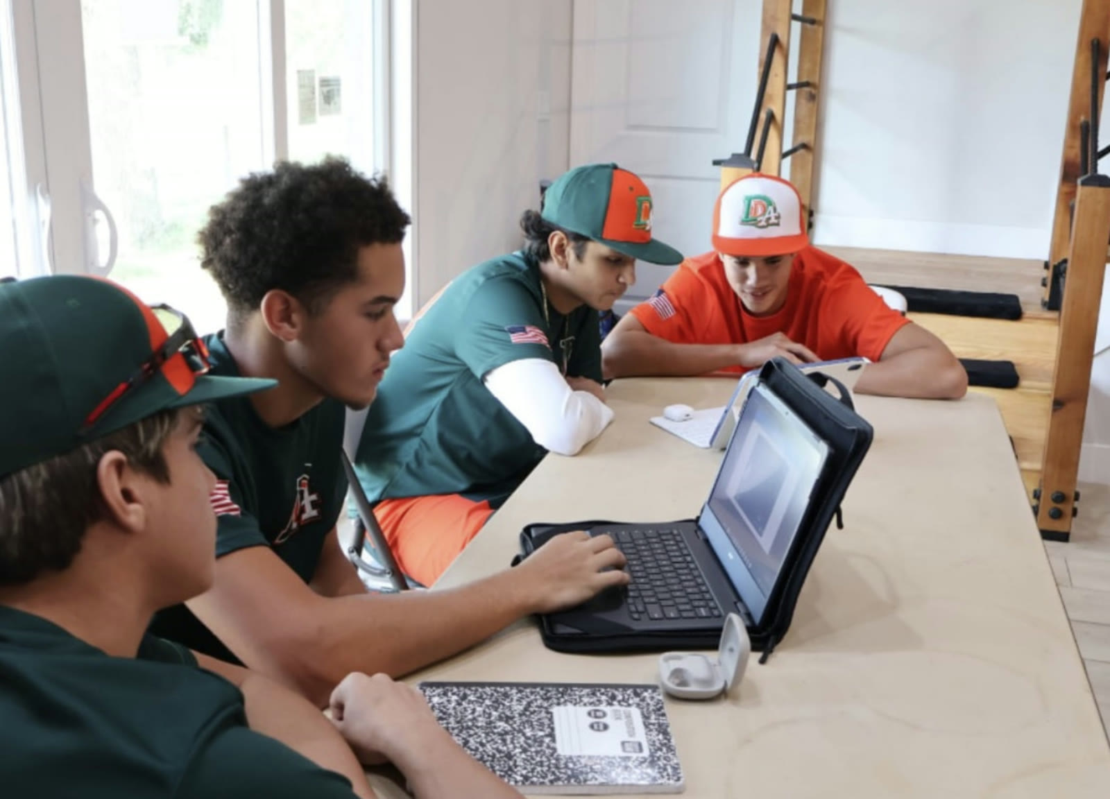Athletes studying in the DDLA classroom